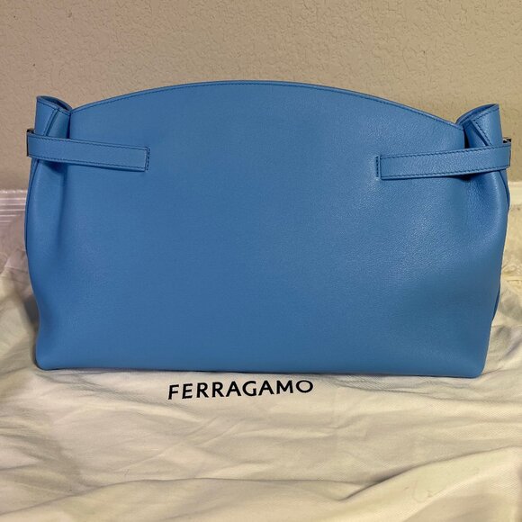 Ferragamo Large Hug Soft Crossbody Bag in Azur (bright blue), silver hardware - Picture 3 of 12